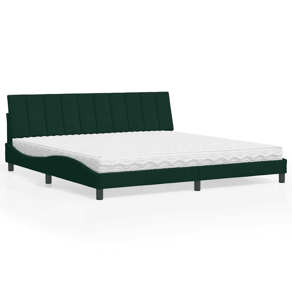 Bett mit Matratze Hanko Dunkelgrün 200x200 cm Samt