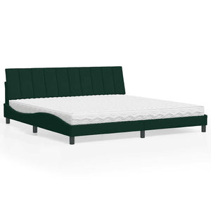 Bett mit Matratze Hanko Dunkelgrün 200x200 cm Samt