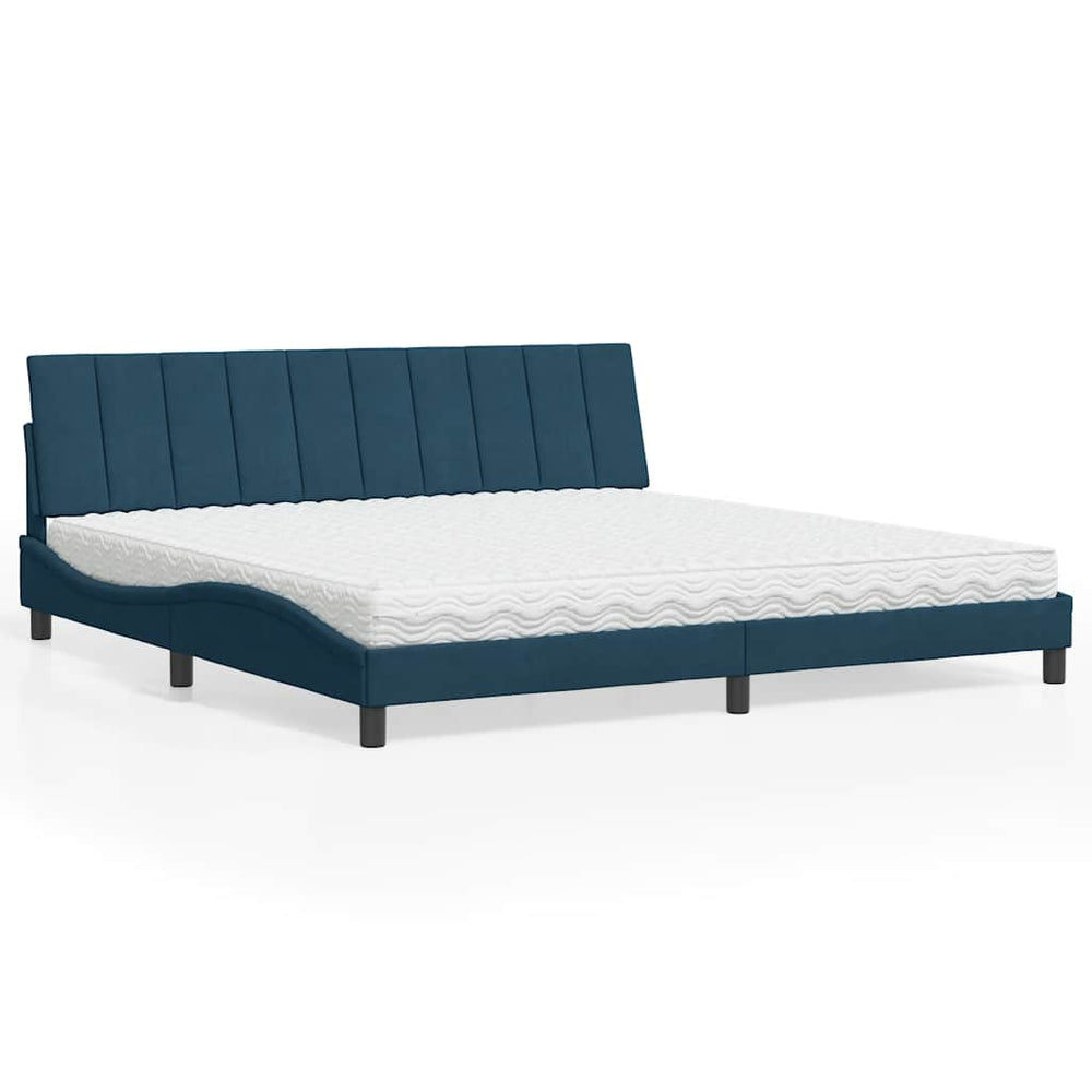 Samt Bett mit Matratze Blau 200x200 cm