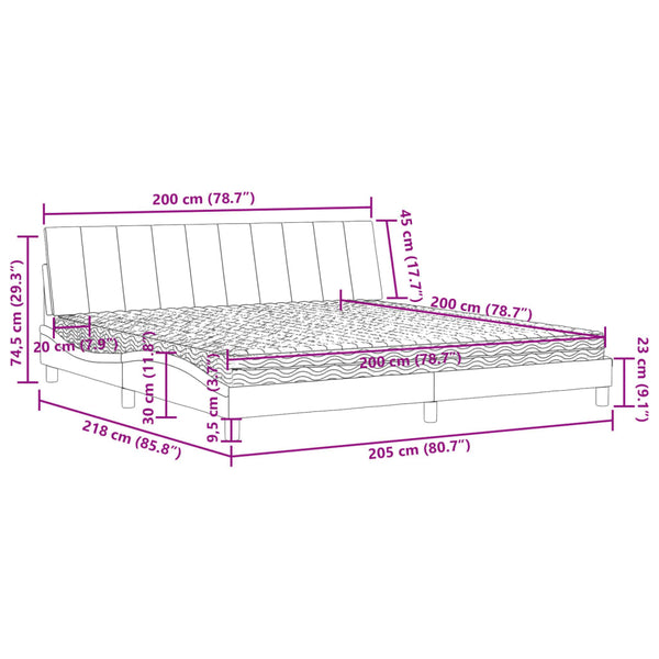 Rosa Samt Bett mit Matratze 200x200