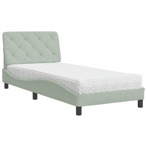 Bett mit Matratze Hellgrau Samt 80x200 cm