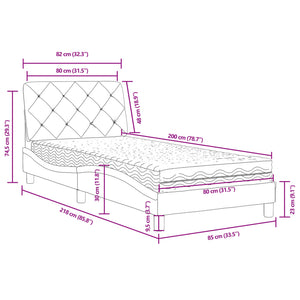 Bett mit Matratze Hellgrau Samt 80x200 cm