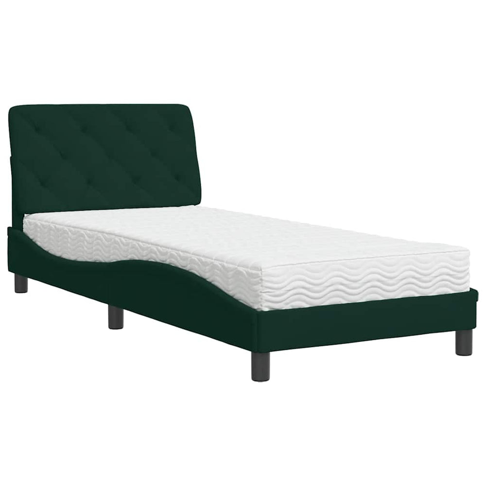 Bett mit Matratze Dunkelgrün 80x200 cm Samt