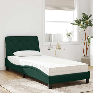 Bett mit Matratze Dunkelgrün 80x200 cm Samt