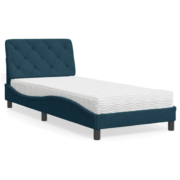 Bett mit Matratze Blau 80x200 cm Samt
