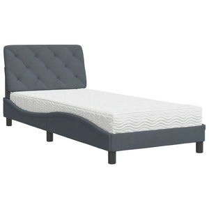 Bett mit Matratze Dunkelgrau Samt 90x190 cm