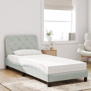 Bett mit Matratze Hellgrau Samt 90x200 cm