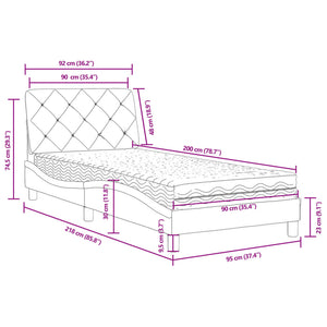 Bett mit Matratze Dunkelgrau 90x200 cm Samt