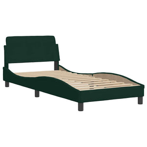 Bett mit Matratze Dunkelgrün 90x200 cm Samt
