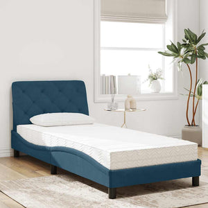 Bett mit Matratze Blau Samt 90x200 cm