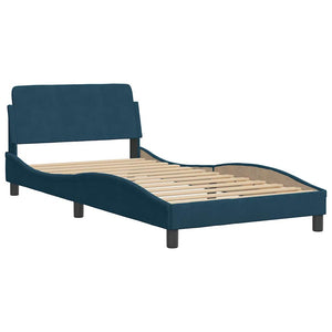 Bett mit Matratze Blau 100x200 cm Samt
