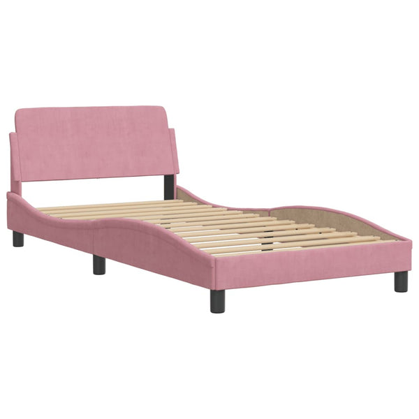 Bett mit Matratze Rosa Samt 100x200 cm