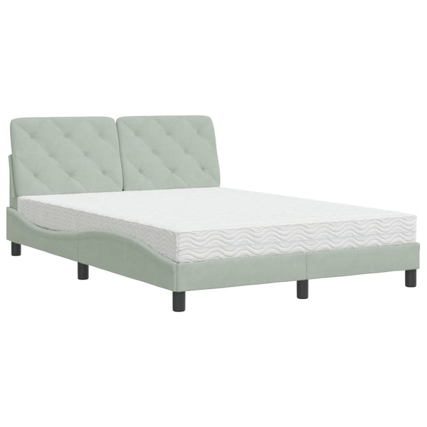 Bett mit Matratze Hellgrau Samt 120x200 cm