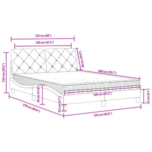 Schwarzes Samtbett mit Matratze 120x200 cm