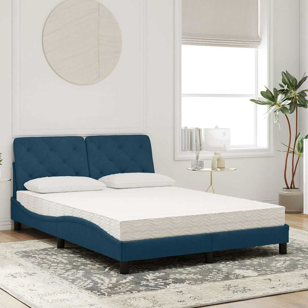 Bett mit Matratze Blau Samt 120x200 cm