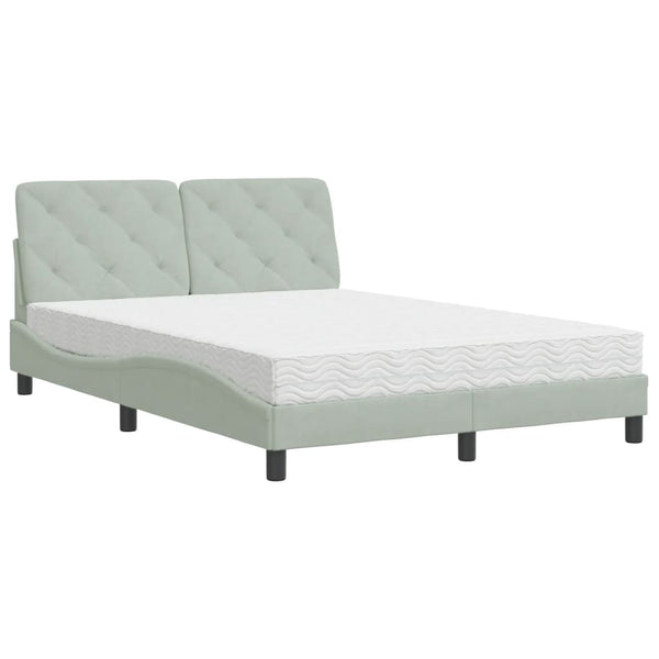 vidaXL Bed with Mattress Light Gray 140x190 cm Velvet