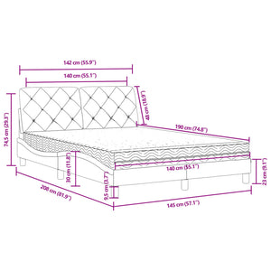 vidaXL Bed with Mattress Light Gray 140x190 cm Velvet