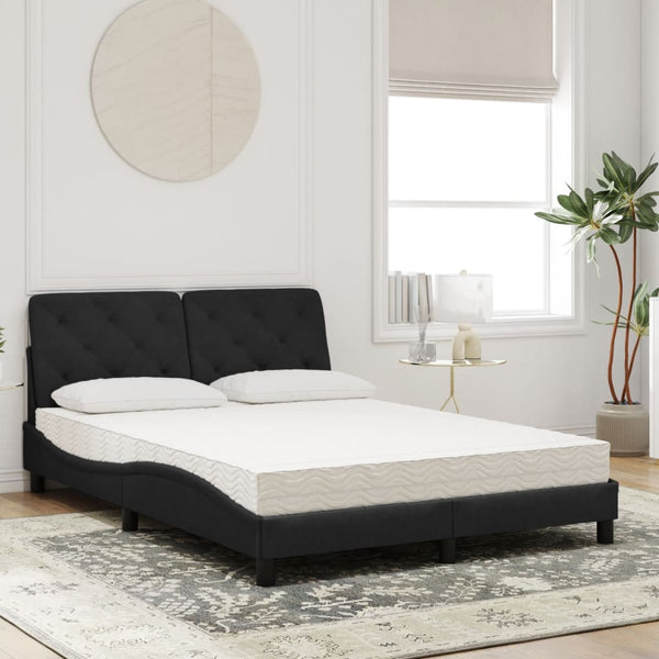 vidaXL Bed with Mattress Black 140x190 cm Velvet