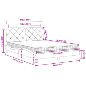 vidaXL Bed with Mattress Black 140x190 cm Velvet