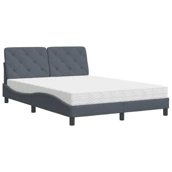 vidaXL Bed with Mattress Dark Gray 140x200 cm Velvet