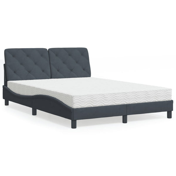 vidaXL Bed with Mattress Dark Gray 140x200 cm Velvet