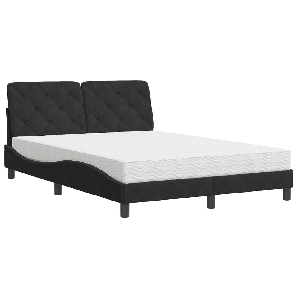 vidaXL Bed with Mattress Black 140x200 cm Velvet