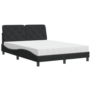 vidaXL Bed with Mattress Black 140x200 cm Velvet