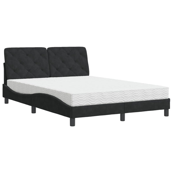 vidaXL Bed with Mattress Black 140x200 cm Velvet