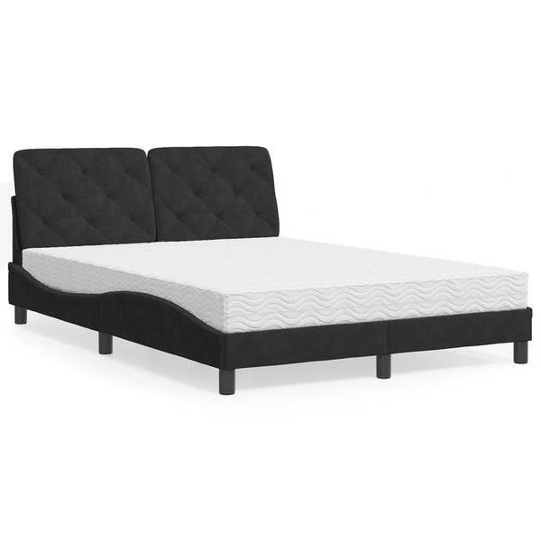 vidaXL Bed with Mattress Black 140x200 cm Velvet