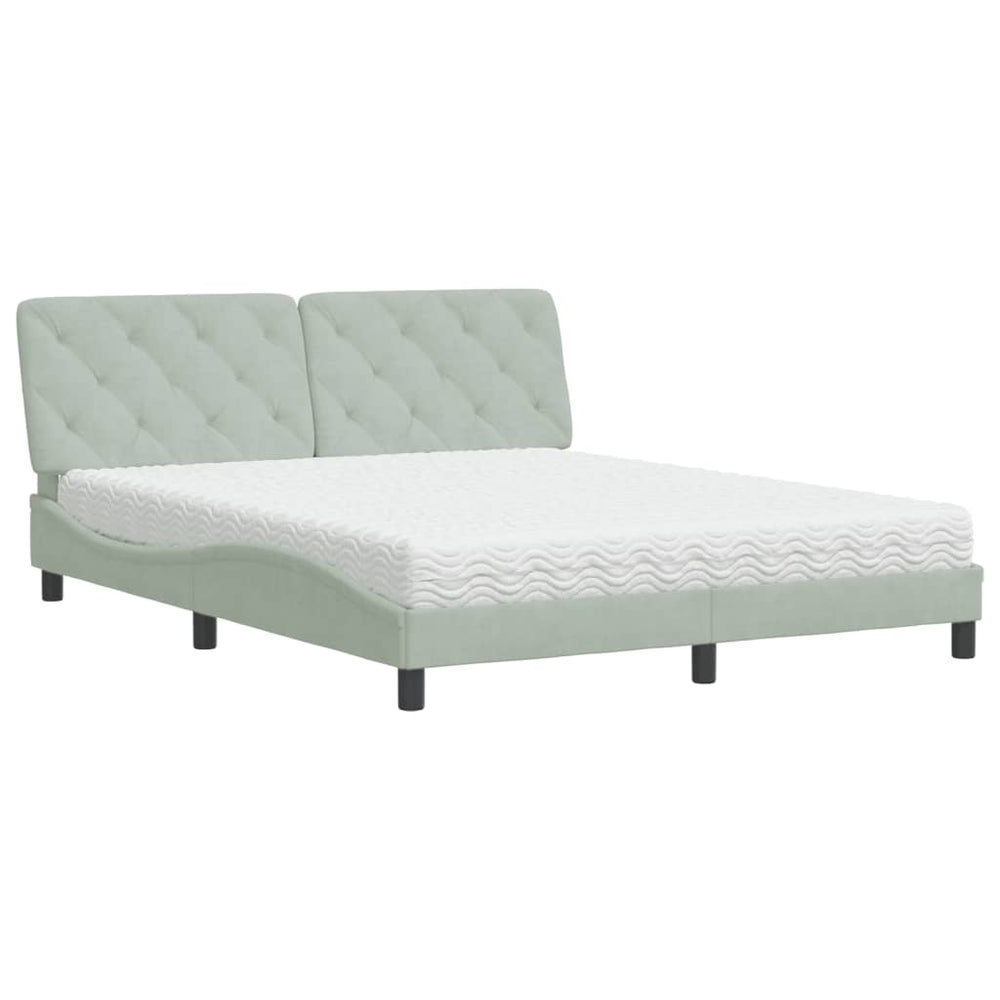vidaXL Bed with Mattress Light Grey 160x200 cm Velvet