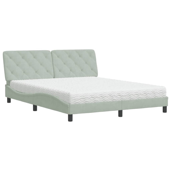 vidaXL Bed with Mattress Light Grey 160x200 cm Velvet