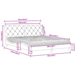 vidaXL Bed with Mattress Light Grey 160x200 cm Velvet