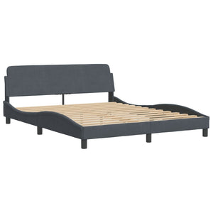 vidaXL Bed with Mattress Dark Grey 160x200 cm Velvet