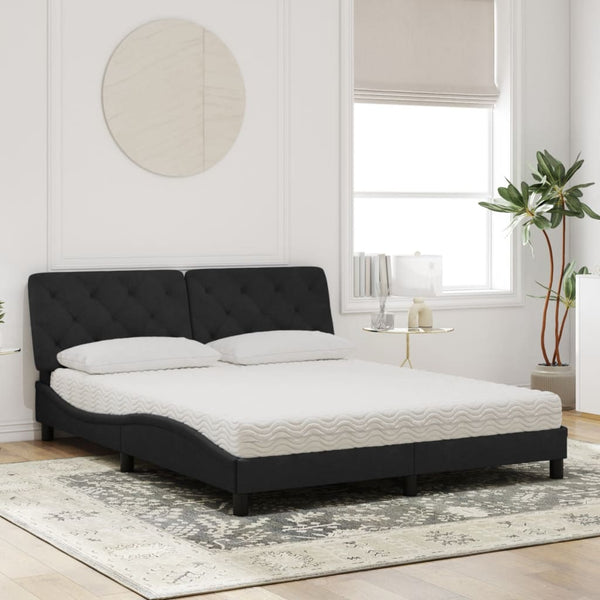vidaXL Bed with Mattress Black 160x200 cm Velvet