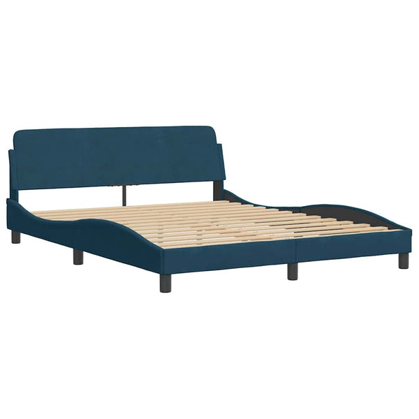 vidaXL Bed with Mattress Blue 160x200 cm Velvet