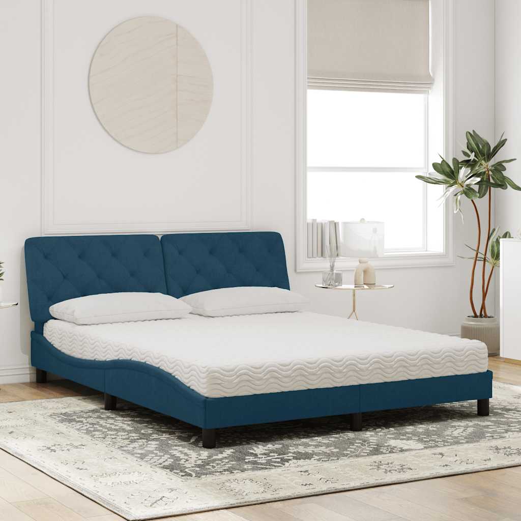 vidaXL Bed with Mattress Blue 160x200 cm Velvet