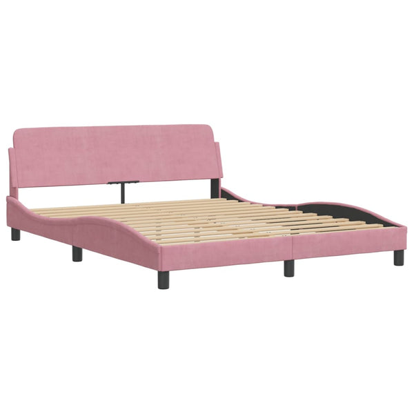 vidaXL Bed with Mattress Pink 160x200 cm Velvet