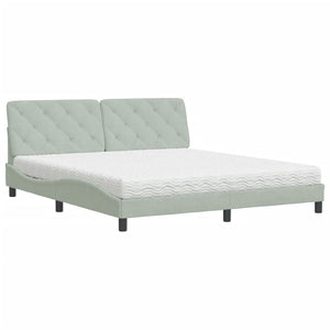 vidaXL Bed with Mattress Light Grey 180x200 cm Velvet