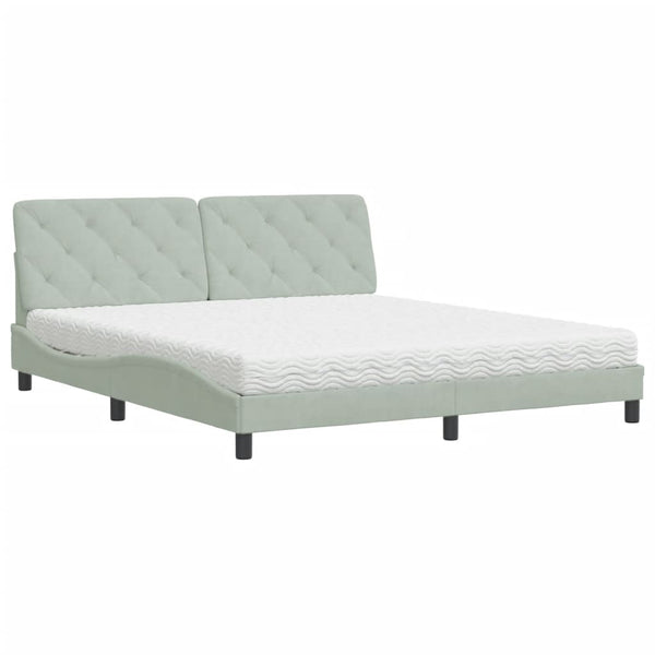 vidaXL Bed with Mattress Light Grey 180x200 cm Velvet