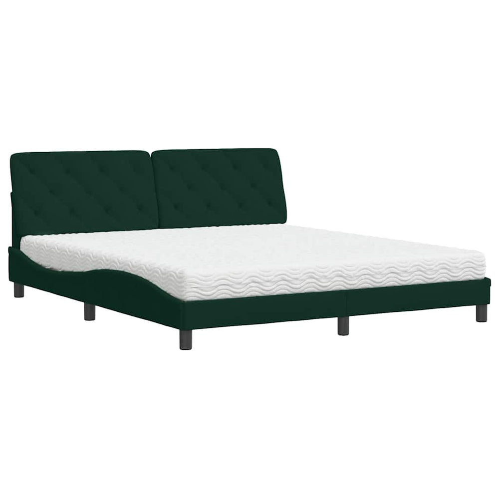vidaXL Bed with Mattress Dark Green 180x200 cm Velvet