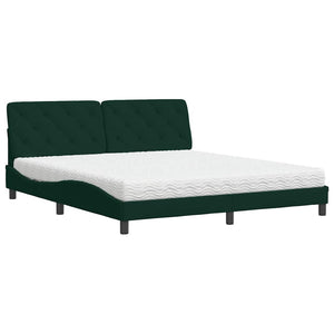 vidaXL Bed with Mattress Dark Green 180x200 cm Velvet