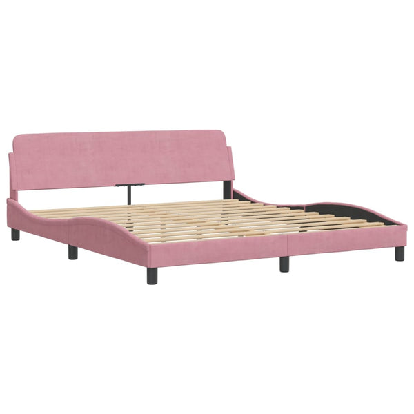 vidaXL Bed with Mattress Pink 180x200 cm Velvet