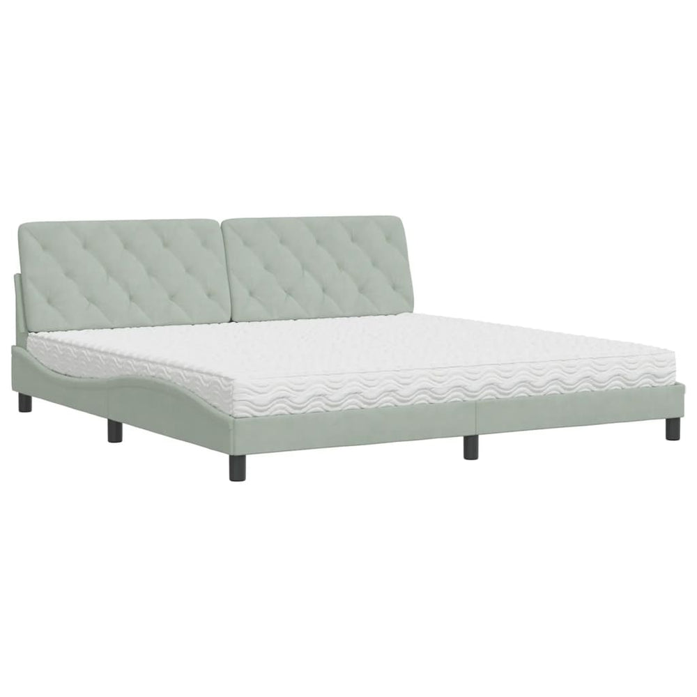 vidaXL Bed with Mattress Light Gray 200x200 cm Velvet