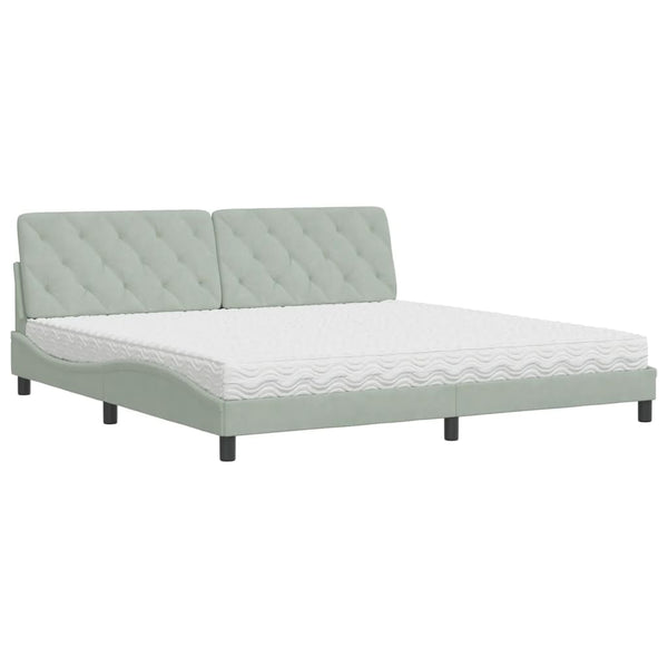 vidaXL Bed with Mattress Light Gray 200x200 cm Velvet
