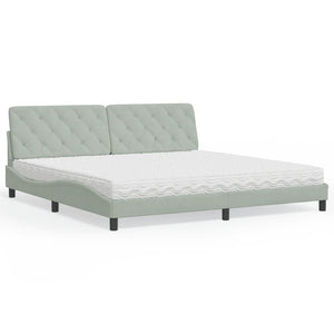 vidaXL Bed with Mattress Light Gray 200x200 cm Velvet