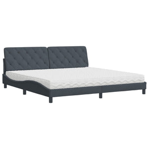vidaXL Bed with Mattress Dark Gray 200x200 cm Velvet