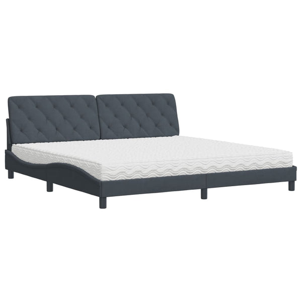 vidaXL Bed with Mattress Dark Gray 200x200 cm Velvet