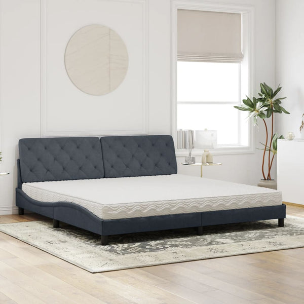 vidaXL Bed with Mattress Dark Gray 200x200 cm Velvet