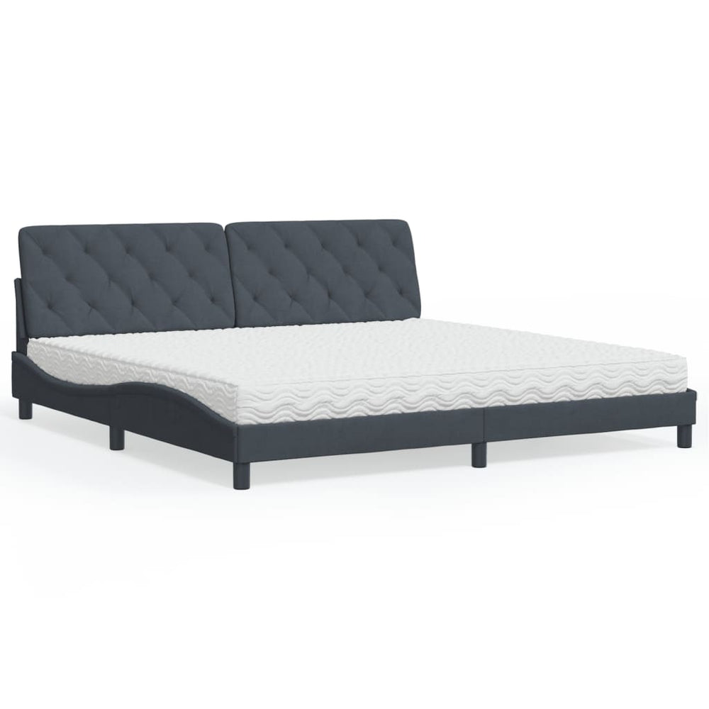 vidaXL Bed with Mattress Dark Gray 200x200 cm Velvet