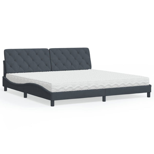 vidaXL Bed with Mattress Dark Gray 200x200 cm Velvet